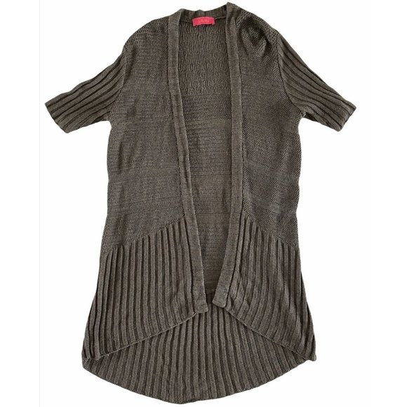 LAVIA 18 Brown Short Sleeve Long Cardigan Sweater Viscose‎ Made in Italy S - Picture 1 of 7